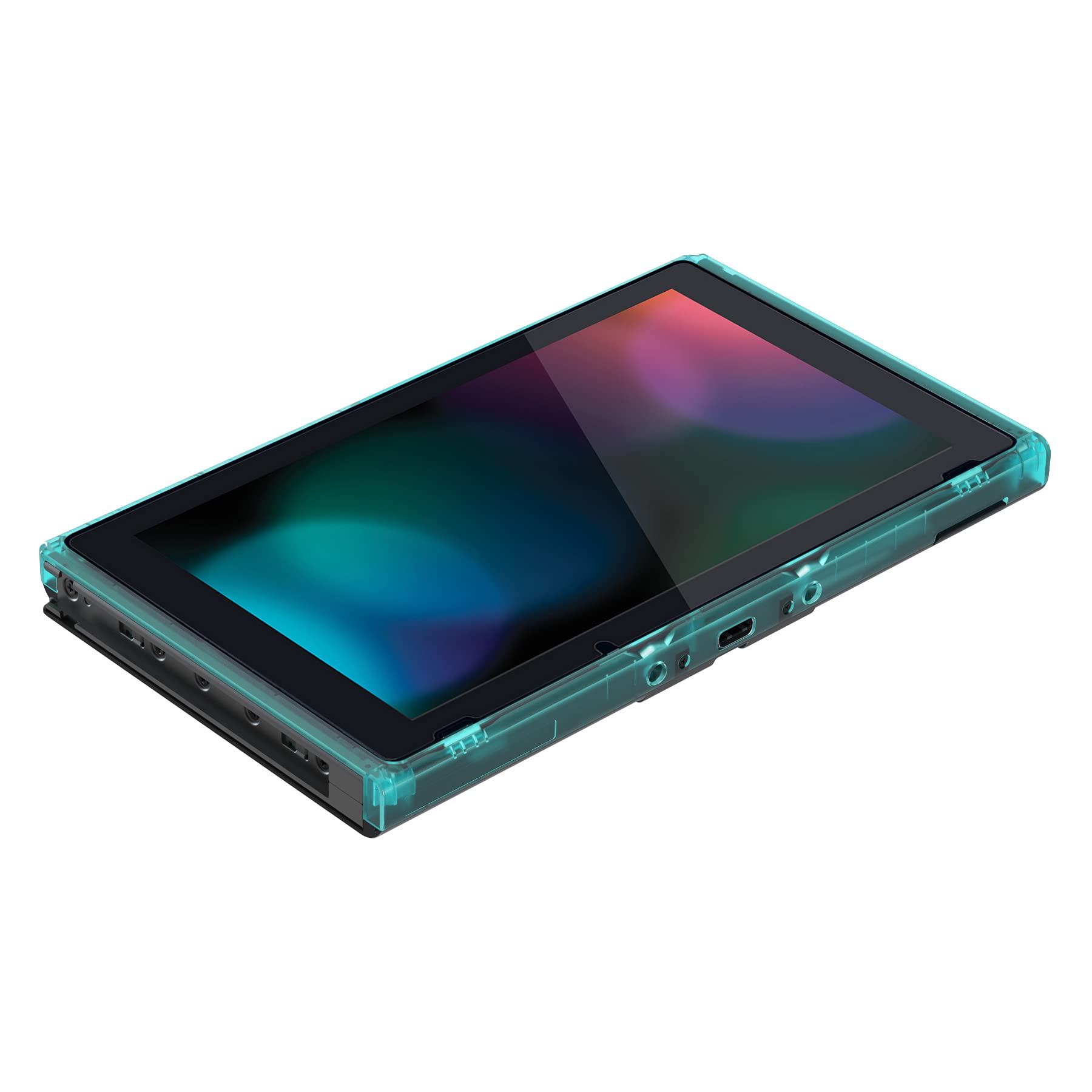 eXtremeRate Coque Cadre Customisé pour Nintendo Switch Console, Shell Cadre de Remplacement pour Nintendo Switch Console, avec Bouton Volume Power Plateau, Vert émeraude Transparent