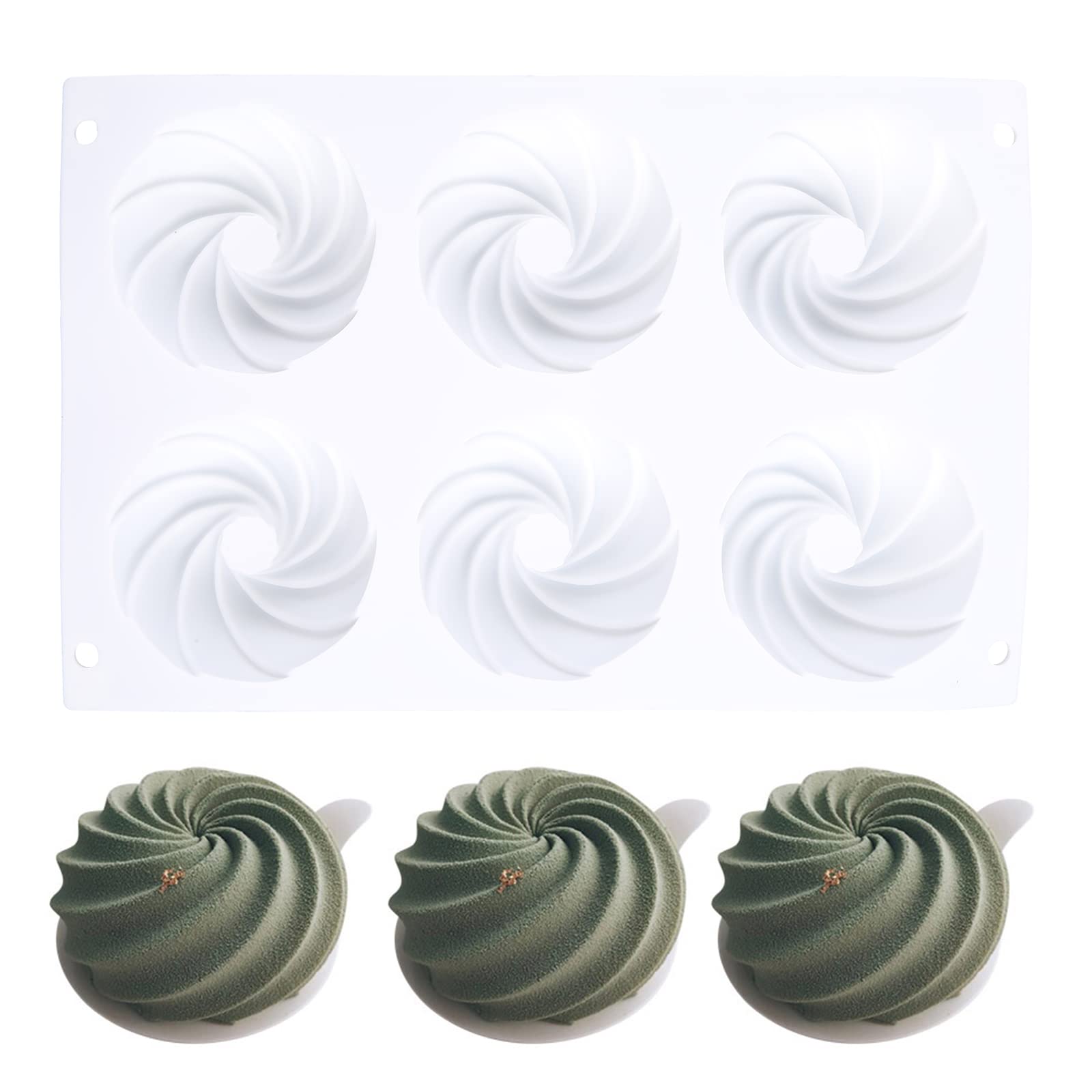 Buxuaaaa 6 Cavity Silicone Cake Mold for Chocolate Mousse Jelly Pastry Ice Cream Dessert Bread Bakeware Pan Tools Cake Molds for Decorating Baking Silicone Shapes