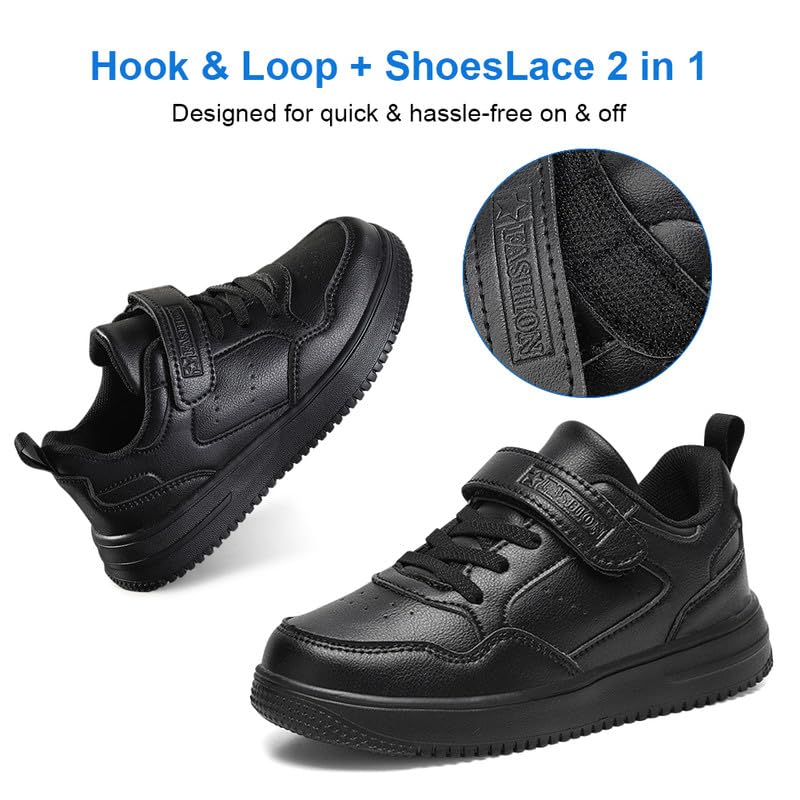 Unisex Kids Tennis, Running Shoes - Black, Size 8 (Little Kid, Women's 7) - Mesh, Flat Heel, Lace-Up, Round Toe, Casual, Athletic Sneakers4