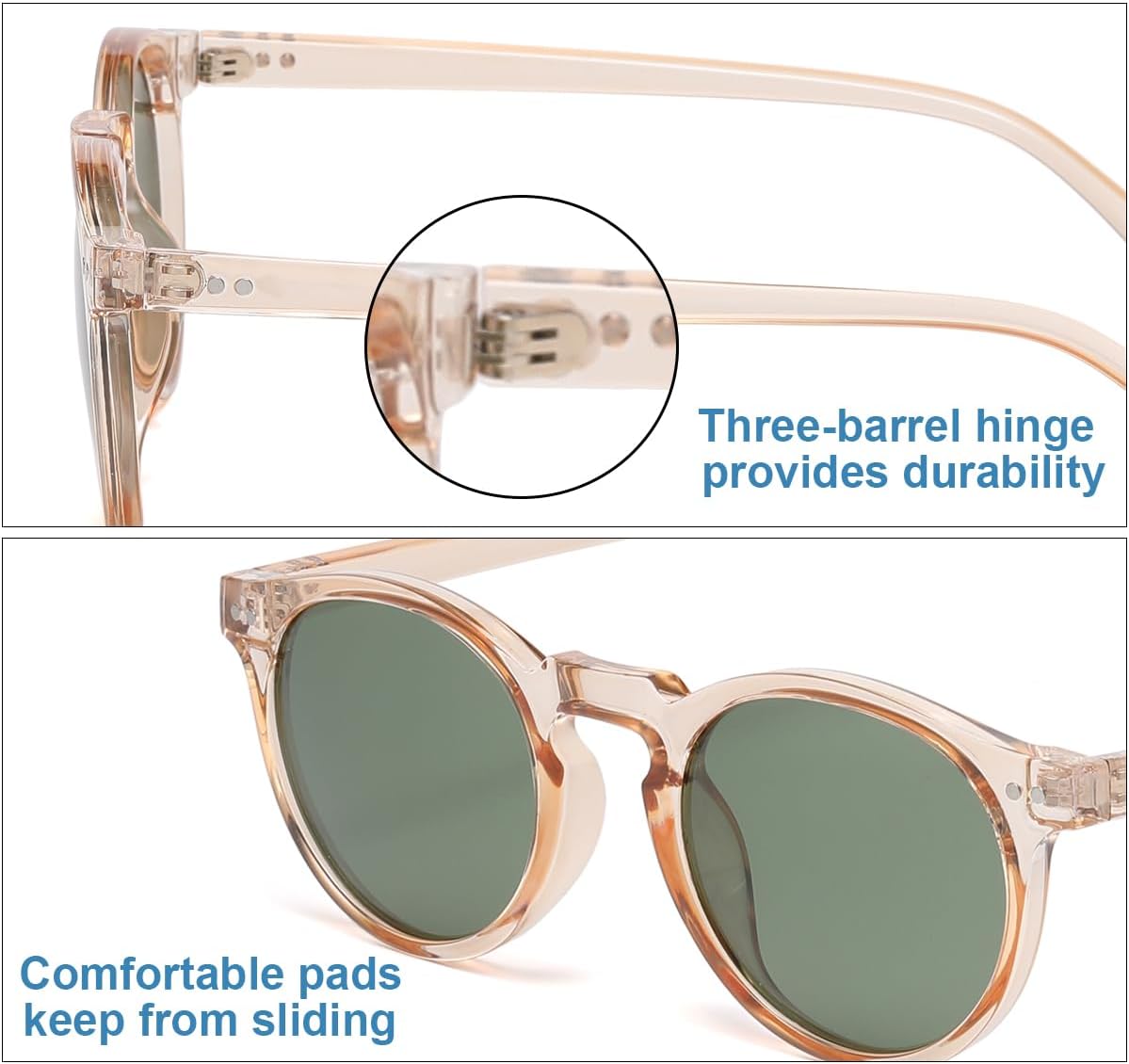 Gleyemor Fashion Polarized Round Sunglasses for Men Women Retro Vintage Acetate Frame Sunglasses - Image 5