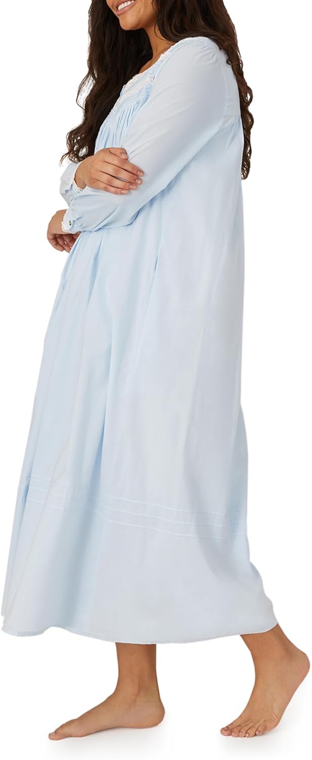 Eileen West Queen Anne’s Lace Womens Sleepwear & Loungewear - Heirloom Dream Collection - 100% Cotton Longsleeve Long Robe - Image 3