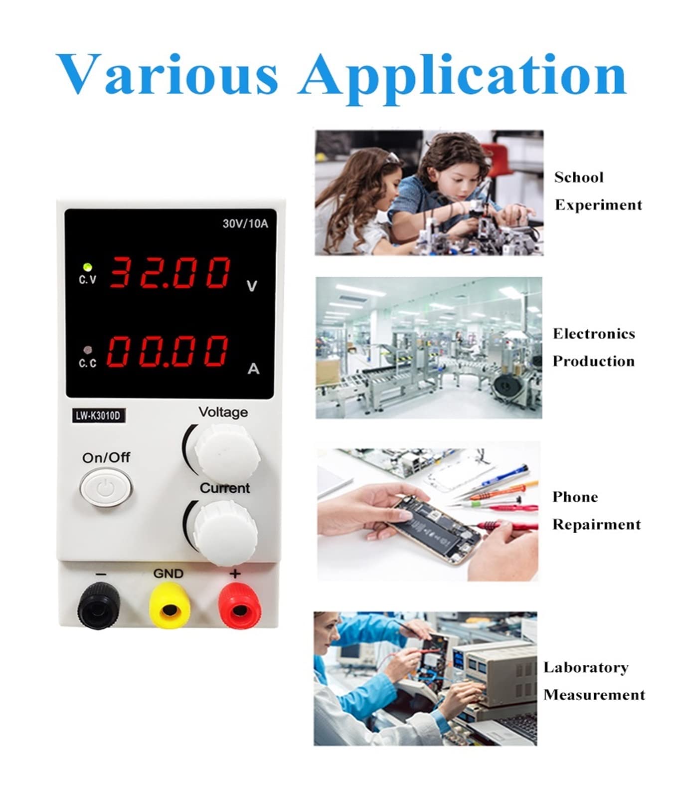 Zasilacz Laboratoryjny 4LED regulowany zasilacz DC 30V 10A laboratoryjny przełącznik zmienny stołowy stabilizowane źródło zasilania(LW-K605D)