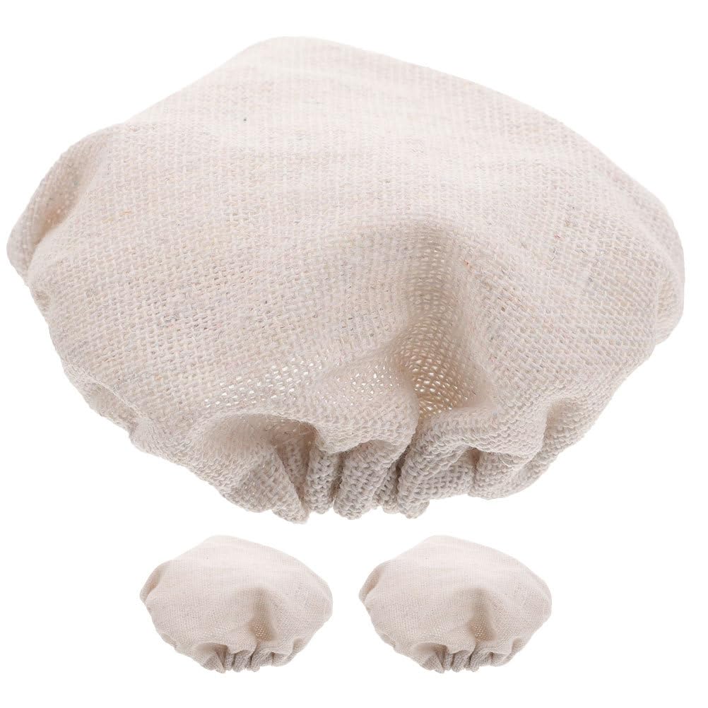 Alipis Elastic Cloth Jar Covers, 3pcs Unbleached Organic Cotton Stretchy Covers Reusable for Sourdough Starter Jar Fermen-tation Tank Food Storage Can