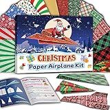 Pelto Paper Airplane Kit, Toys for Ages 8-13 Instruction Book, 60 Holiday Sheets, Christmas Gift Box, Stocking Stuffers Ideas for Boys 8-12 Christmas Stocking Stuffers for Kids, Christmas Crafts 2024