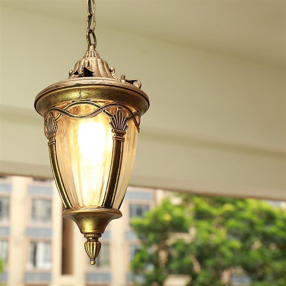 Abinlina Brass Vintage Industrial Outdoor Chandelier - Waterproof Adjustable Patio Pendant Light For Porches And Corridors(Brass)