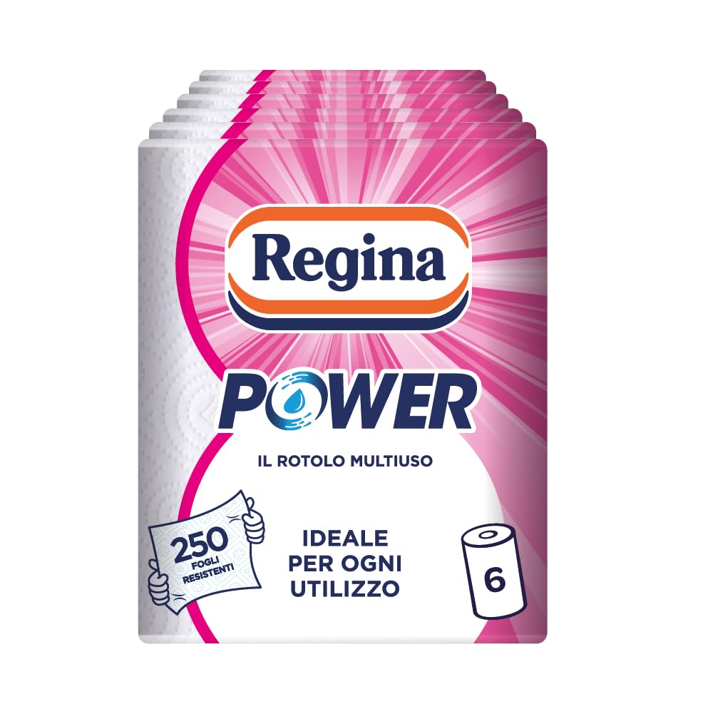 Regina Power Carta Multiuso, 1 Rotolo da 250 Fogli a 2 Veli, Ottimo per la Pulizia di ogni Superficie, Confezione riciclabile, Carta 100% certificata FSC