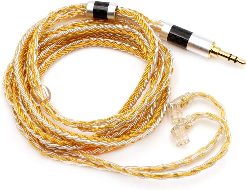 Tripowin Zonie 16 Core Silver Plated Cable SPC Earphone Cable for KZ ZSX, ZSN Pro, ZS10 Pro NF2u, QDC IEMs (QDC-3.5mm, Gold)