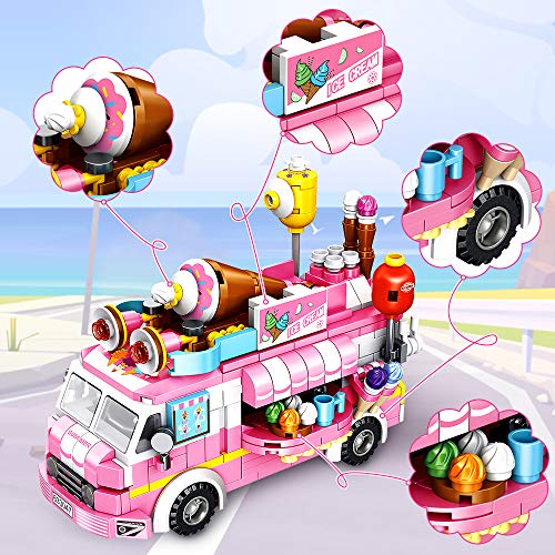 VATOS Bauspielzeug für Kinder, 553 Teile, Eiscreme-LKW-Bauspielzeug, 25 Modelle, Basteln, Bausteine, Rosa, Spielzeug für Mädchen 6 7 8 9 10 11 12 Jahre – Bild 5