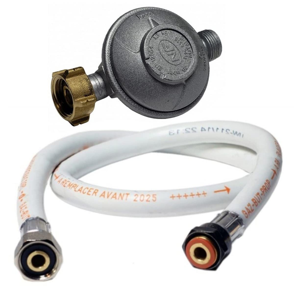 Rechaud Gaz Fonte véritable 9.8 KW 4 pieds 3 robinets + Tuyau gaz à vis 1.50m + Détendeur Butane
