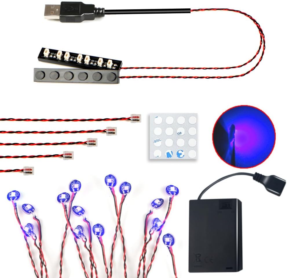 14 Pcs LED Light Bricks Compatible with Lego, Building Blocks Light for Night Light, Model Lighting, Decorative Lighting (Blue)