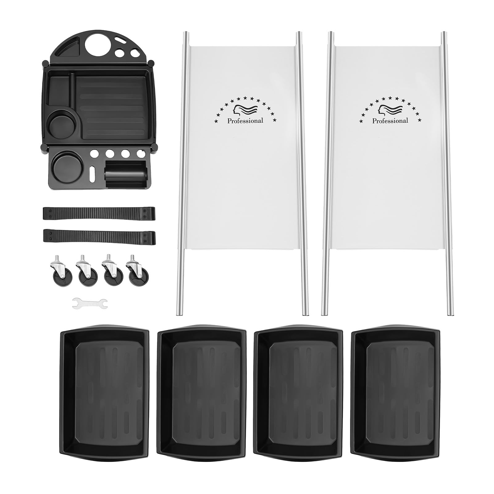 Chariot de coiffeur 6 étages 5 tiroirs amovibles plateau à outils 4 roues universelles pour salon coiffure tatouage