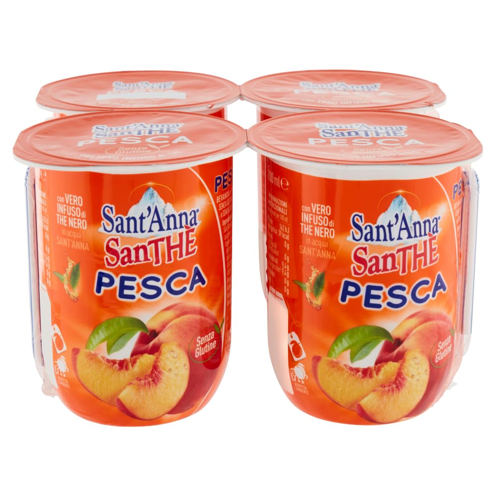 Italian Gourmet Testpaket SanThè tè Limone Pesca Eistee Mix Brik 48 x 200ml | Vero infuso in acqua minerale; pratiche confezioni per scuola, Büro, Ausflug, Gesamtnettogewicht 9,6 L + Kostenlos Polpa 400g
