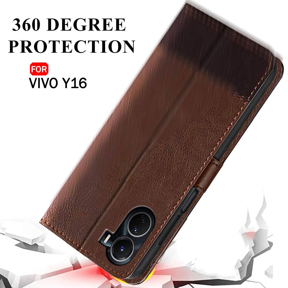 Vivo Y16 Flip Case - Leather Wallet Stand Cover -7