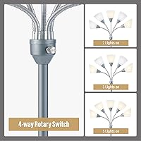Vista 5 de HonoDing Medusa Lámparas de Pie Lámparas de Pie 5 Cabezales Luz de Lectura Ajustable Pantalla Grande Uso Bombilla E26 A19 Lámparas de Pie para Sala