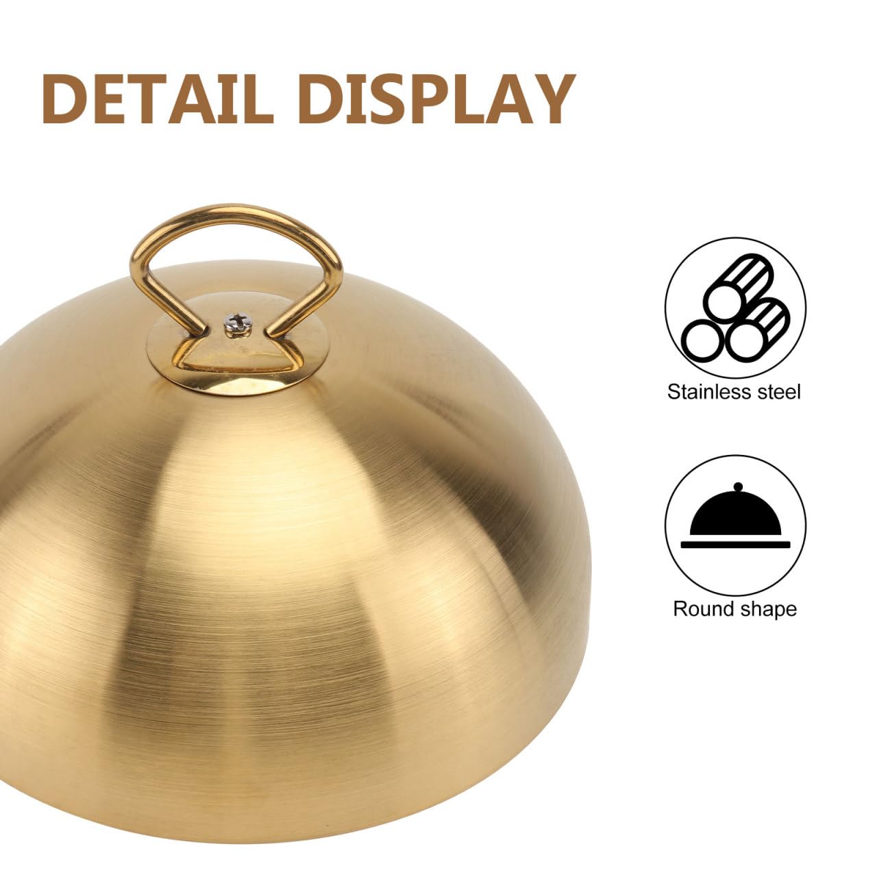 HEMOTON - Tapa de carne gruesa de acero inoxidable sin imán dorado, 20 cm, campana de protección alimentaria para hotel, uso de barbacoa de cocina profesional,