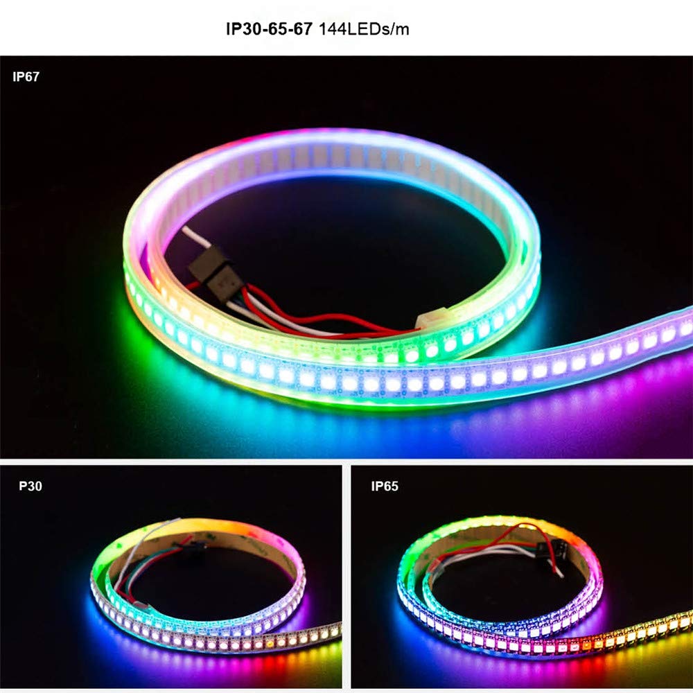 WS2813 LED tira direccionable doble señal individualmente pixel 3 30 150 LED negro PCB DC 5 V IP65 impermeable flexible RGB tira de luz 5 m