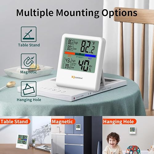 Miniatura 4 de Termómetro digital higrómetro, termómetro de pared interior para interiores con alta precisión, adecuado para invernadero, hogar y oficina, batería