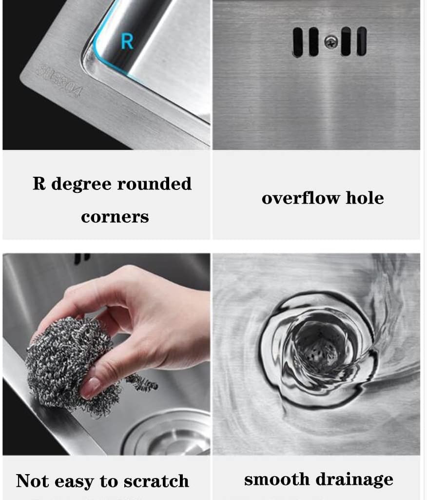 ZR98US Stainless Steel RV Sink - Compact Single Bowl Kitchen Sink with Cover, Siphon and Faucet for Pantry or Bar Use