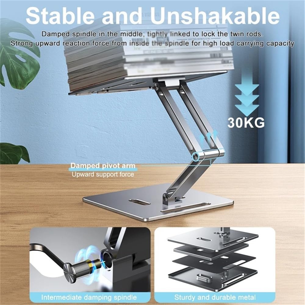 Supporto per Laptop Supporto for Laptop da scrivania, Supporto Pieghevole in Alluminio Regolabile in Altezza/angolazione Rialzo per Laptop(Silver)