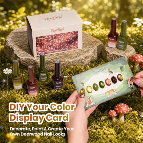Image of Beetles Green Gel Nail Polish Set, Deerwood Tale Fall Nails with Liner Gel