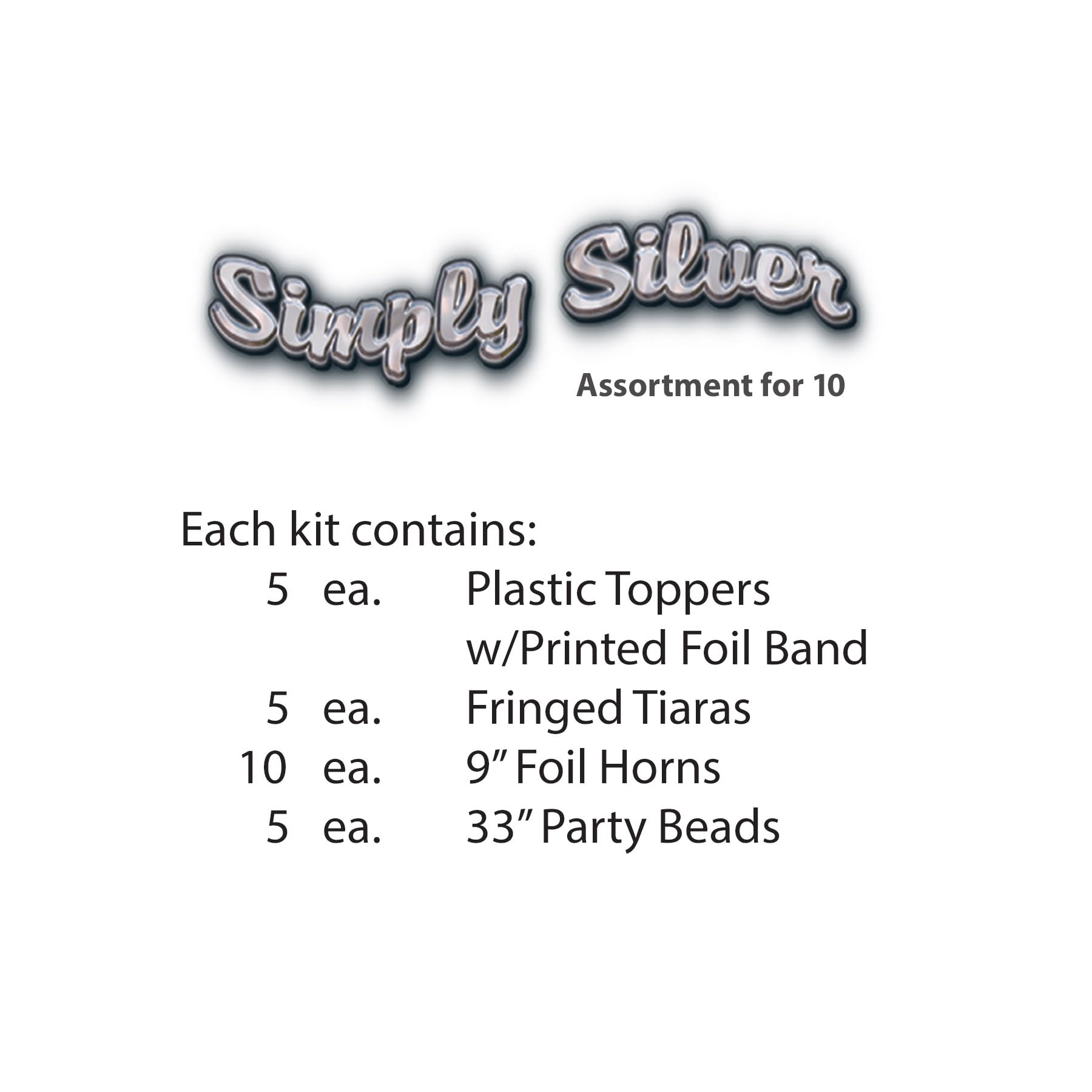 Beistle 88573-NR Simplement Silver Favors, 1 Assortiment par Paquet