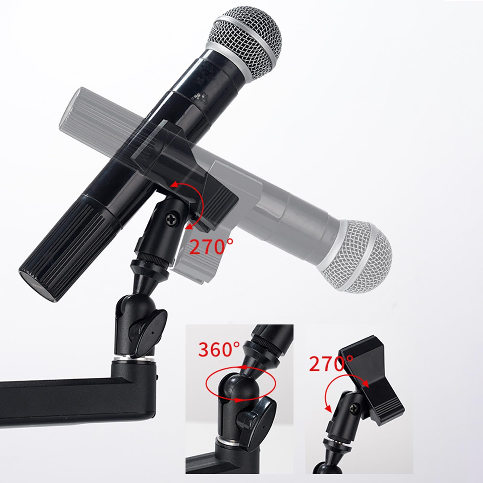 Bras réglable pour microphone - Support de bureau - Adaptateur de fixation pour podcast - Suspension réglable