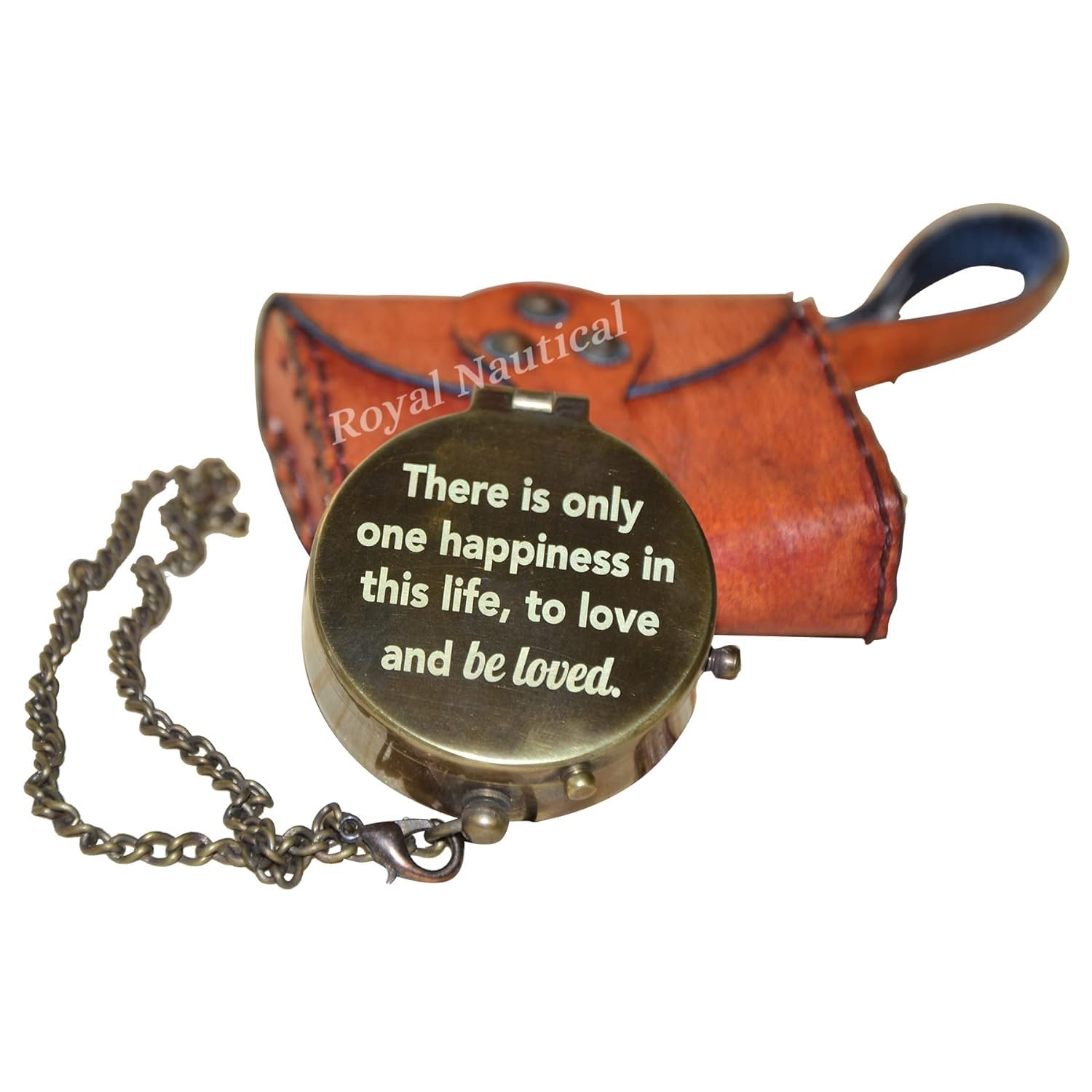 Engraved Brass Compass “Not Only for What You are, But for What I am When I am with You’’ Quote Antique Brass Pocket Compass 2" with Leather Case-picture-22