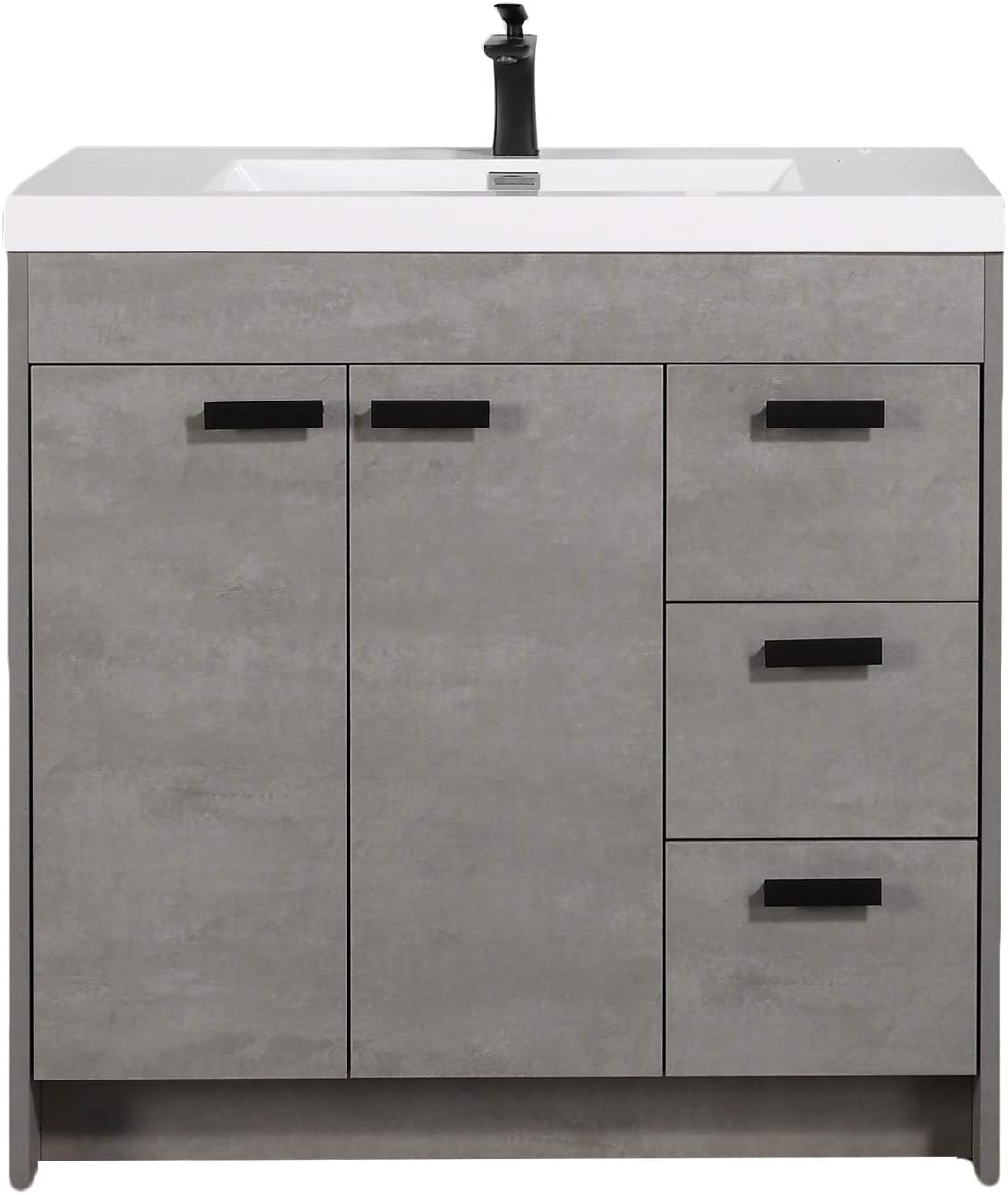 Eviva Lugano 36 inch Cement Gray Modern Bathroom Vanity with White