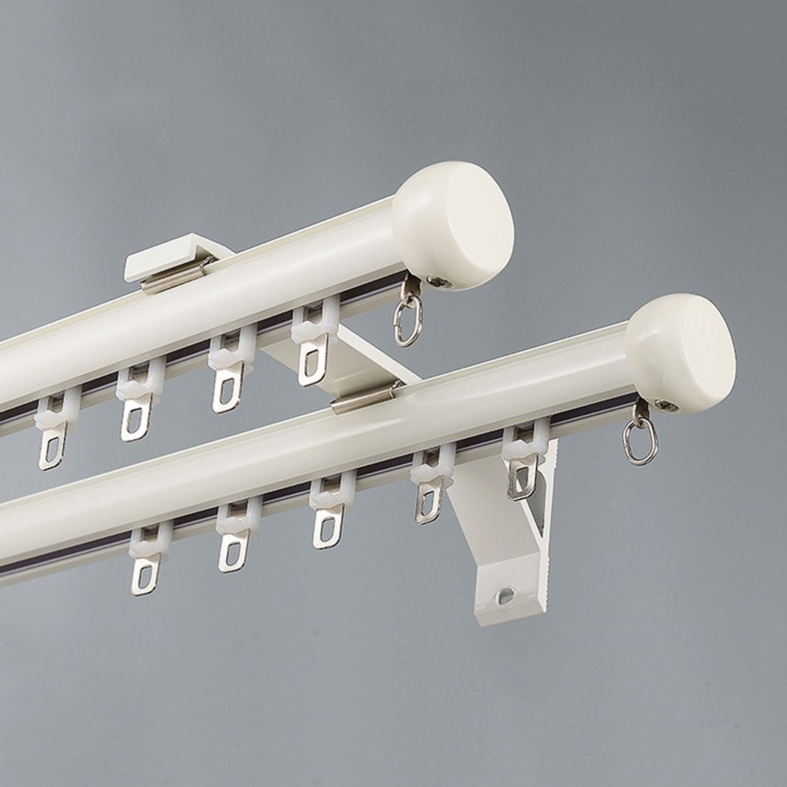 Wall Mount Silent Curtain Track Room Divider Double Curtain Rod Heavy-Duty Aluminum Rail for Bedroom/Living Room/Window/Hotel(White,1.3m/4.3ft)