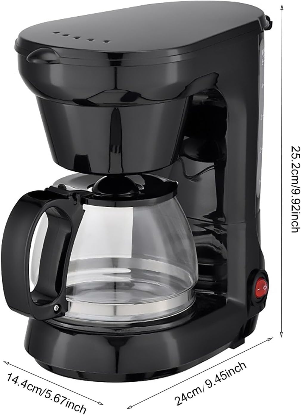 6-Cup Coffee Maker with Easy On/Off Switch, Easy Pour, Non-Drip Carafe with Removable Filter Basket, 650W 750ML Household Small Electric Drip Coffee Machine for Home & Office, Black