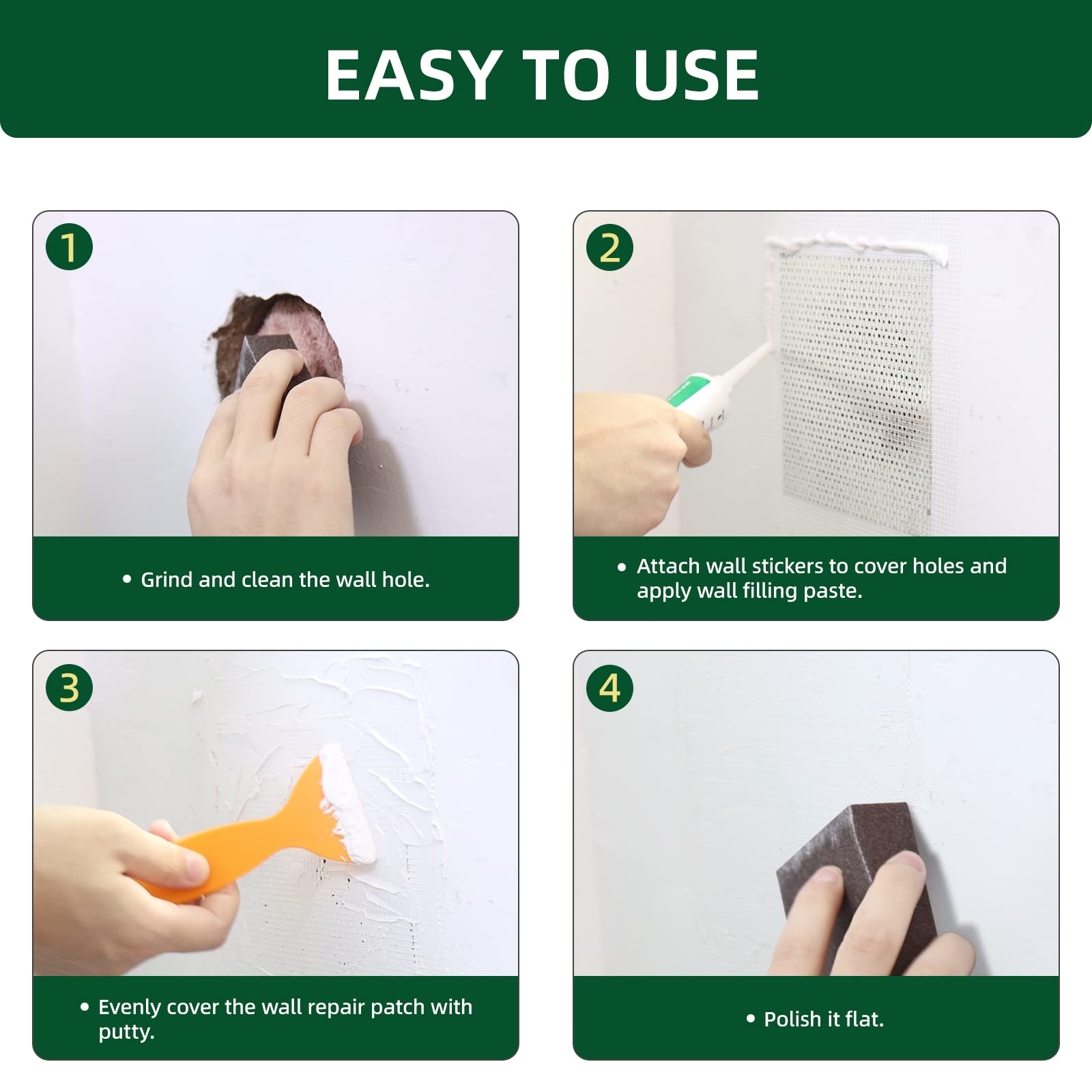 Crack Repair Drywall Repair Kit - 2 Pack Wall Spackle With Scrapers For ...