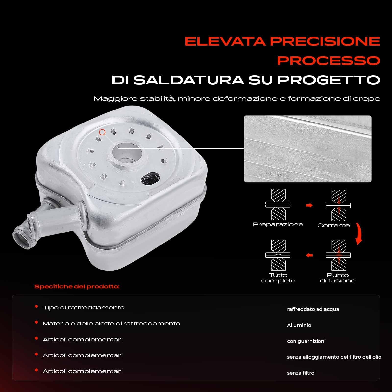 Frankberg Radiatore dell'olio Olio Motore Compatibile con Ibiza III 6L1 1.4L Golf V Variante 1K5 1.9L Golf IV 1J1 1.9L Transporter V Bus 7EB 7EJ 7HB 7HJ 1.9L A4 8D2 1.8L Replace# 028117021B