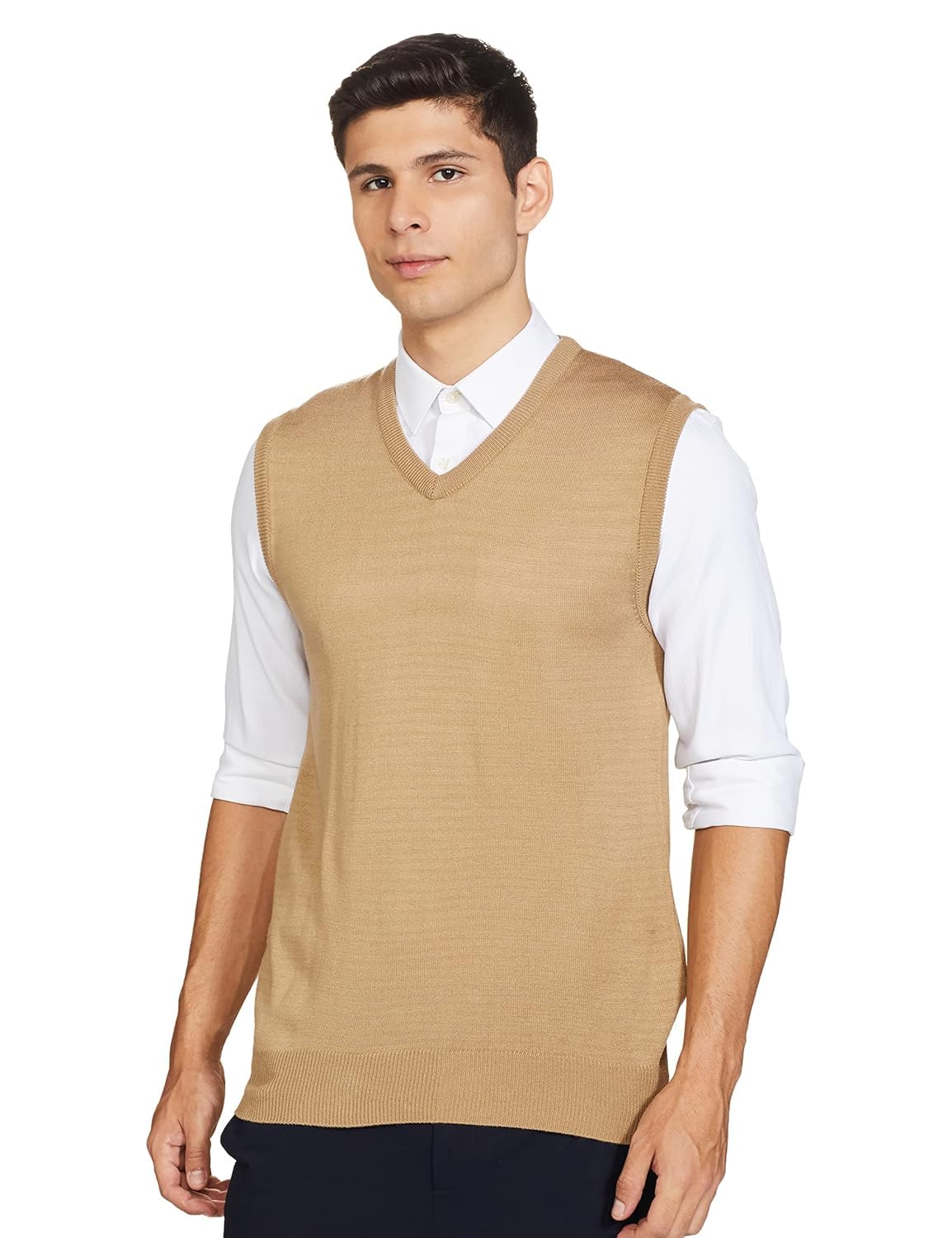 Men's Woolen Cut Sleeve Sweater for Gents V-Neck Regular Fit Winter Office and Casual Wear Stylish Perfect Look Men Sweater-image-24
