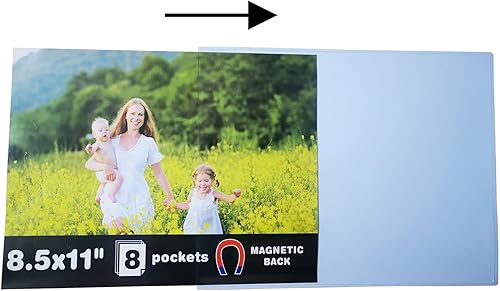 Miniatura 3 de Sooyee Paquete de 8 marcos de fotos magnéticos de 8.5 x 11 pulgadas, soporte magnético para fotos, refrigerador, marco magnético para fotos, color