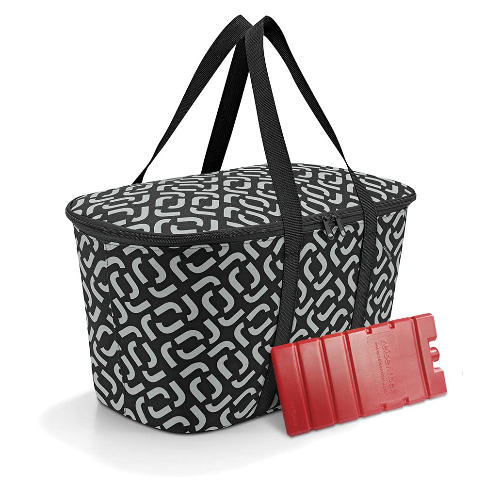 Set bestehend aus reisenthel coolerbag und Kühlakku - isolierte Kühltasche, faltbar, robust, mit Reißverschluss - 44,5 x 24,5 x 25 cm, Signature Black