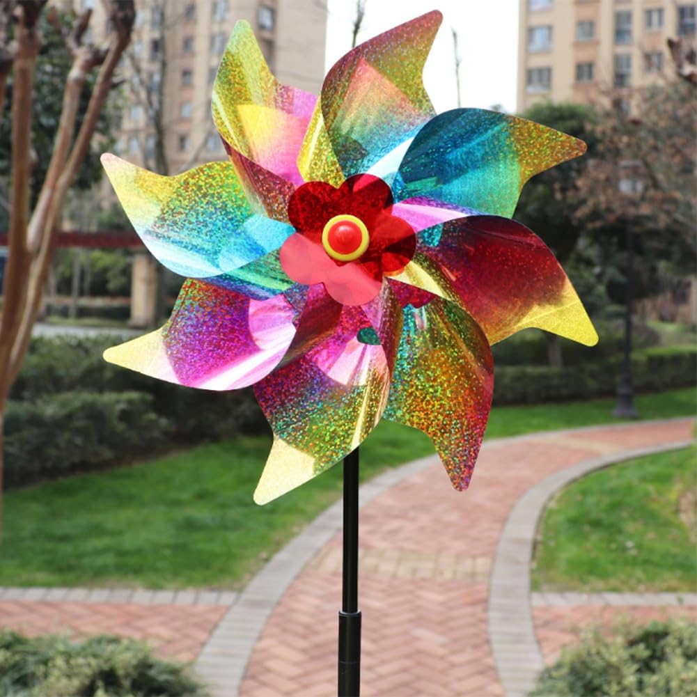 6 Piezas de Hilanderos de Viento Brillantes para Patio y Jardín, Decoraciones de Patio de Césped, Molinetes Coloridos, Remolinos Reflectantes, de Viento