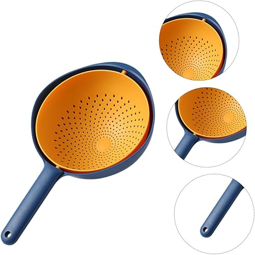 Miniatura 9 de Cesta de drenaje de cocina doble con asa, cesta multifuncional para lavar frutas y verduras con filtro para un fácil drenaje y almacenamiento