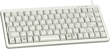 Cherry Electronics G84-4100LCMEU-2 Model G84-4100 Ultraslim Compact Keyboard, USB and PS/2 Connector, 86 Key, 282 mm W x 132 mm D x 26 mm H, Black