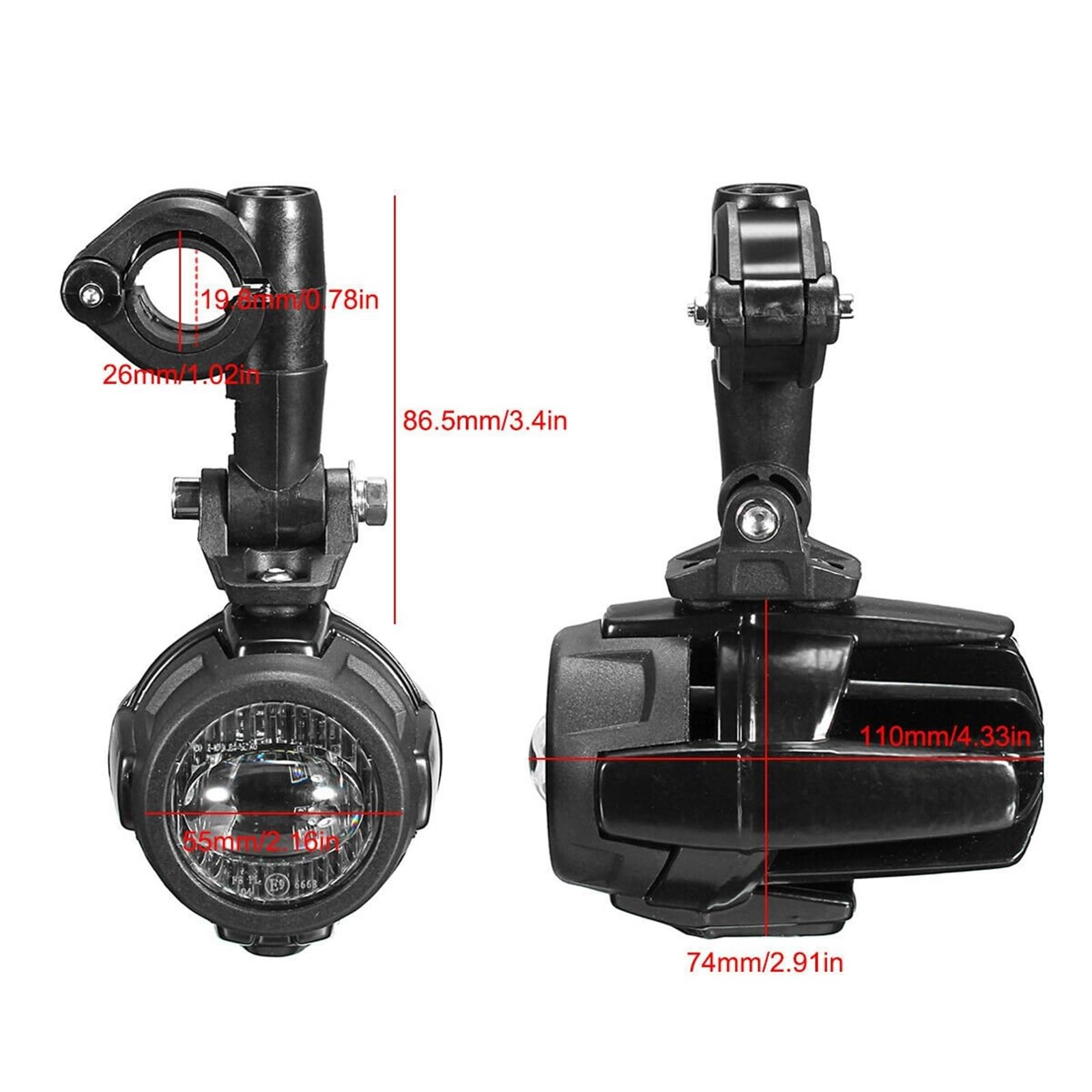 LED Fendinebbia Faro Ausiliario A LED + Kit Montaggio Per BMW R1200GS Per ADV F800GS F700GS F650GS S1000XR Nero Con Cablaggio Relè Faro Moto
