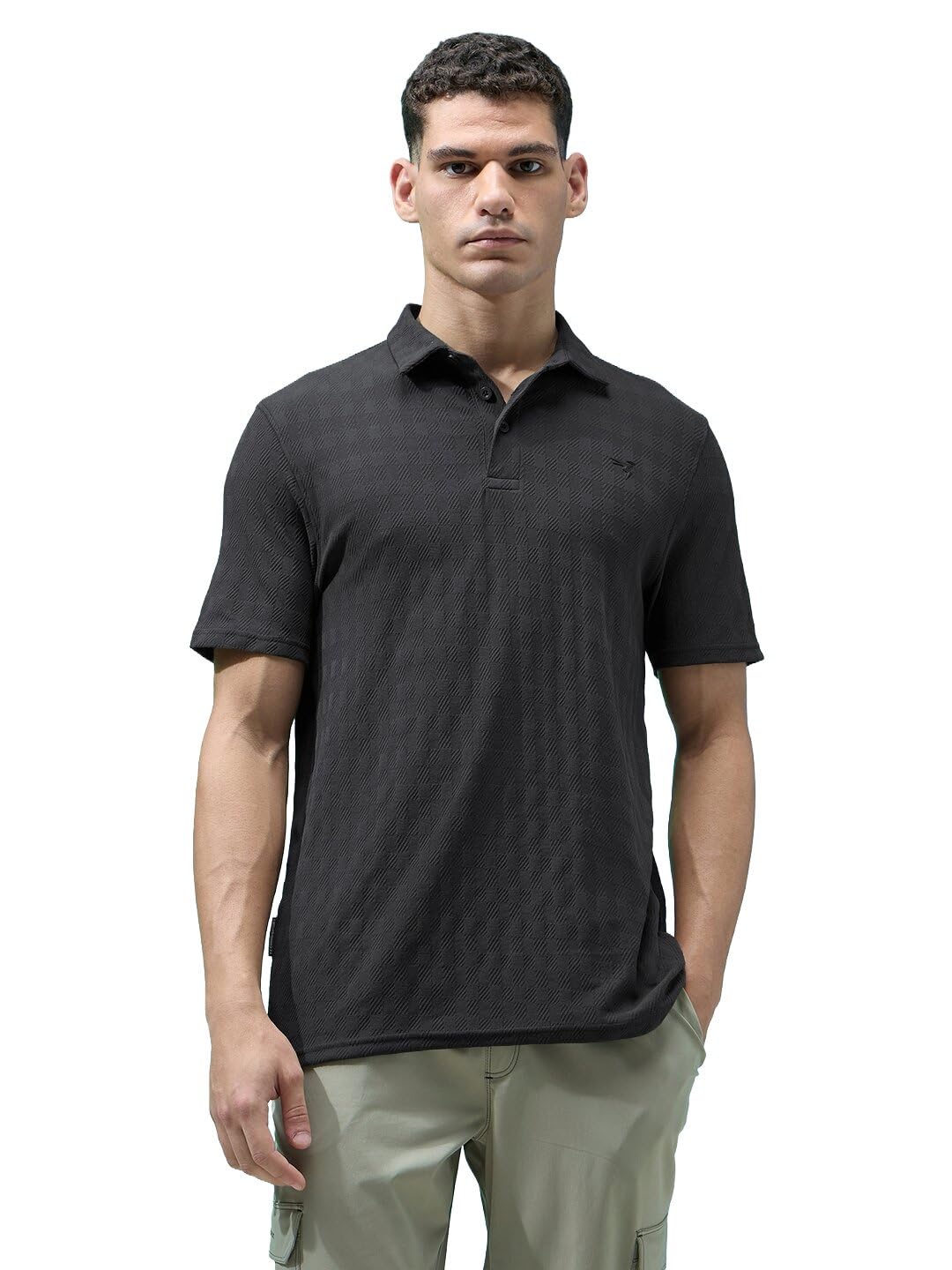 TECHNOSPORT Men's Jacquard Polo T-Shirt COTFLEX Quick Dry Slim Fit Sports Tee for Gym Casual Smart Wear UPF50+ Anti Odour-image-10