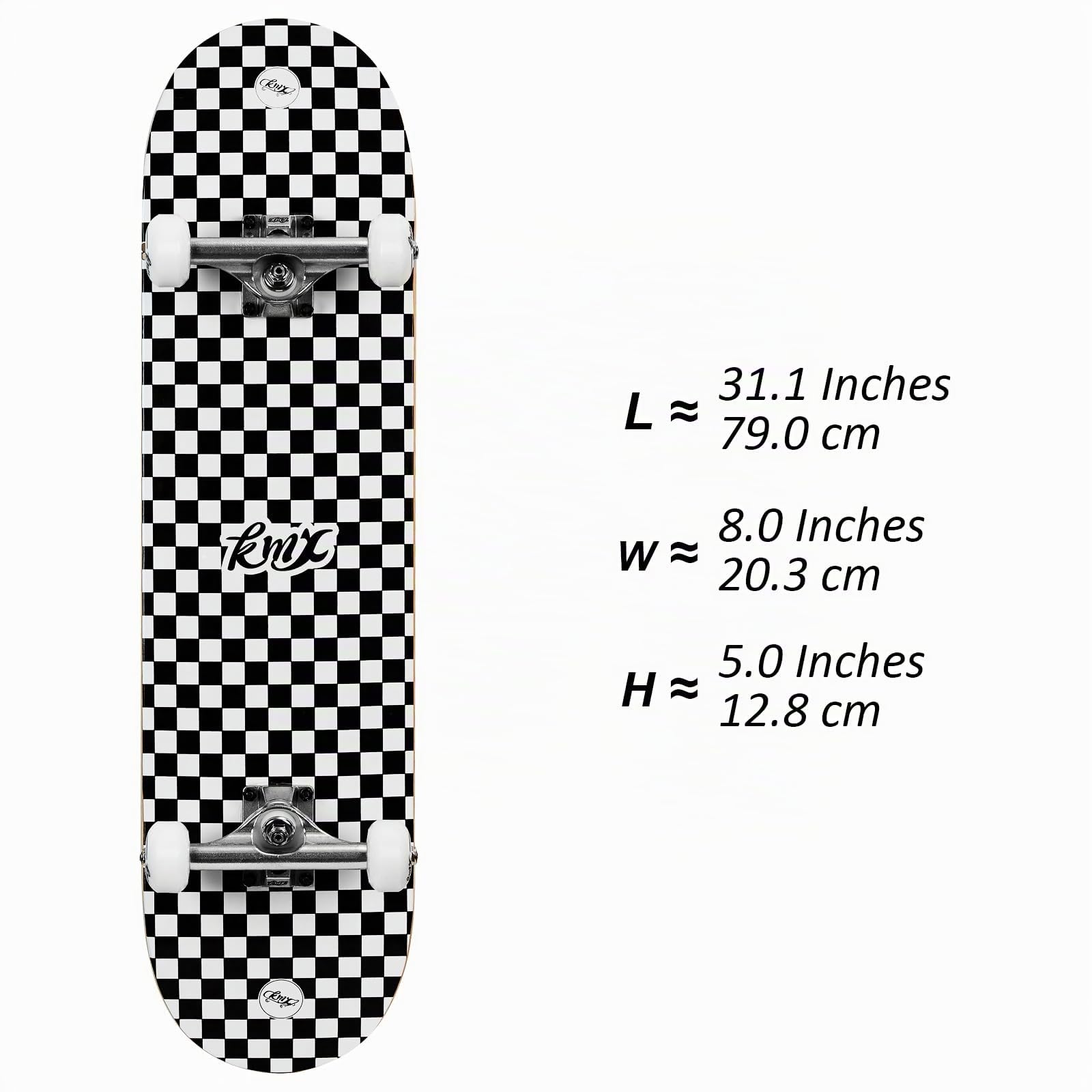 KMX Komplett Anfänger Skateboard mit coolem Design, Skate-Tool | für Jungen,Mädchen,Kinder,Schüler,Erwachsene,7-Lagiges Ahorn-Deck,Double Kick Concave,Aluminium-Achsen,PU-Rollen