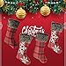 Thomtery Plaid Christmas Stockings 4 Pack, 18 Inches Buffalo Burlap Xmas Stockings with Plush Faux Fur Cuff for Family Holiday Christmas Party Decorations