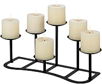 Vista 10 de Candelabro de chimenea para chimenea interior, 6 brazos, portavelas dorado para velas de pilar, mantel de piso, mesa de boda (dorado, 6 ramas)