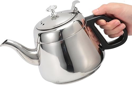 Miniatura 6 de Tetera de acero inoxidable de 1.5L/2L, tetera de té de hojas, tetera de agua caliente con filtro, infusor extraíble, estufa, teteras de té (2 litros)