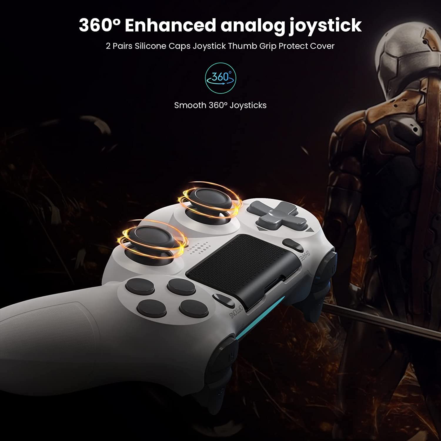 Wireless Controller for PS-4, Wireless Game Controller Joystick for PS-4/PS-4 Pro/PS-4 Slim Console with Dual Vibration/6-Axis Gyro Sensor Function (White)