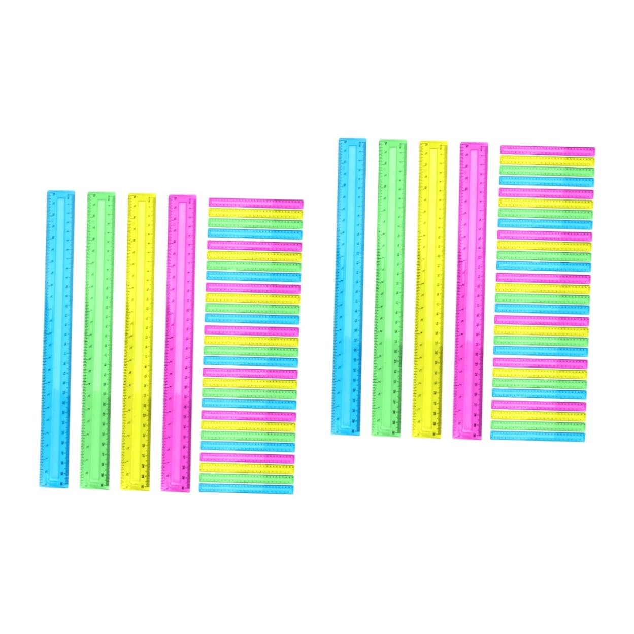 64 Pezzi Righelli Plastica Trasparenti Colorati Righelli Estetici Multiuso per Disegno Tecnico Scuola Architettura e Ufficio