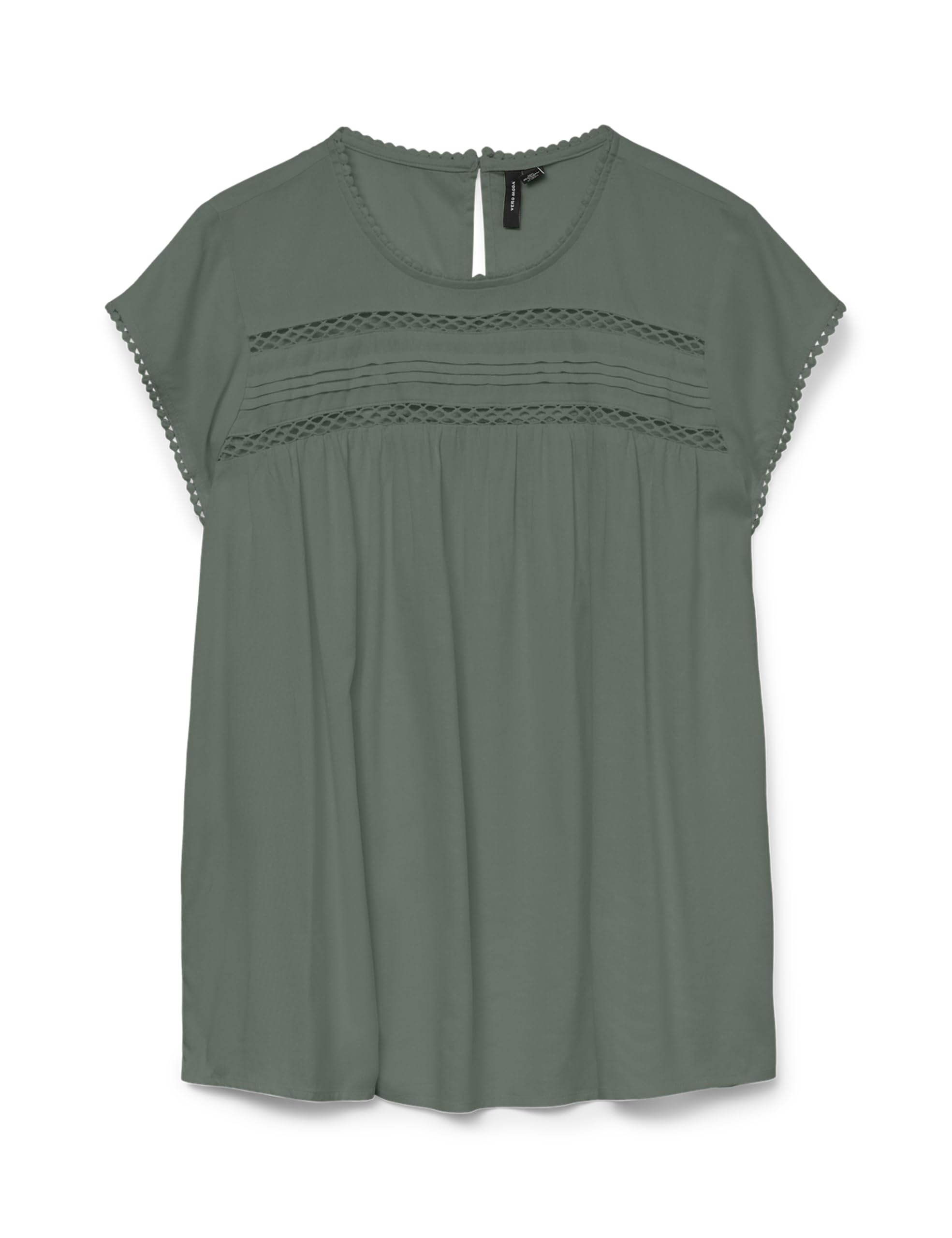VERO MODA Women's Vmdebbie Pleat S/L Top Ga Noos T-Shirt, Laurel Wreath, Large