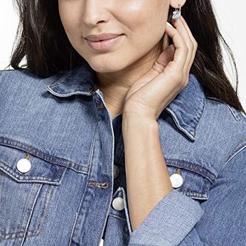 Swarovski Boucles d'oreilles Iconic Swan, paire d'anneaux d'oreilles, cygne, métal rhodié, bleu – Image 6