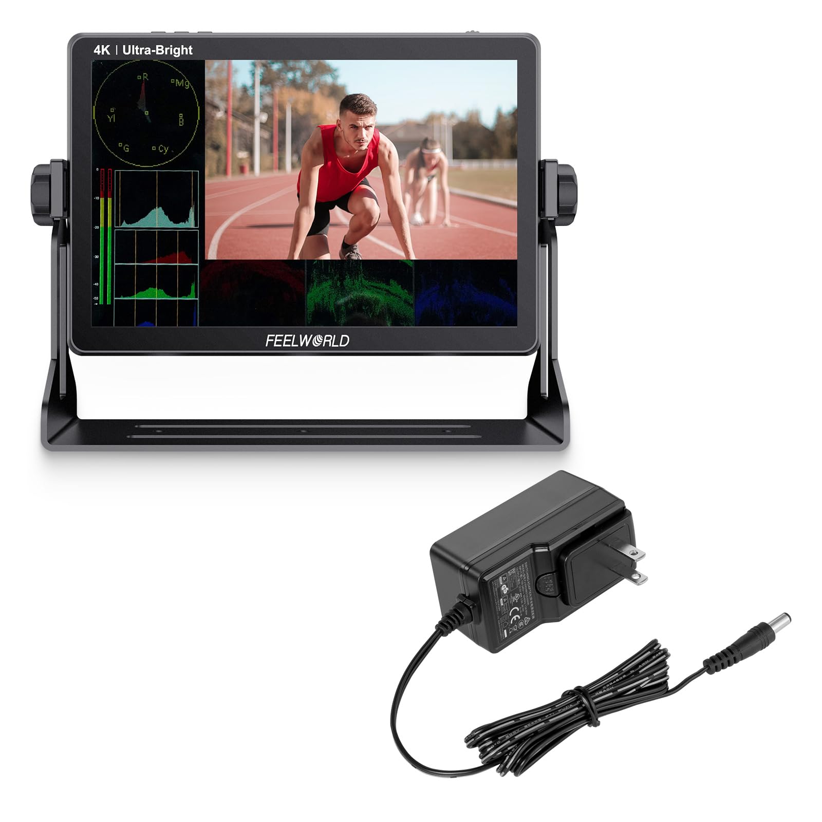 FEELWORLD LUT11H Camera Field DSLR Monitor and 12V 3A Power Adapter Bundle