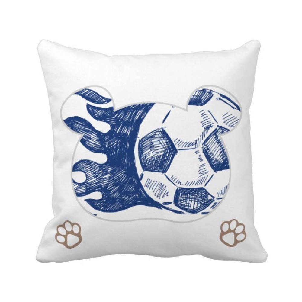 Housse de coussin carrée football bleu flamme pour décoration de chambre d'enfant